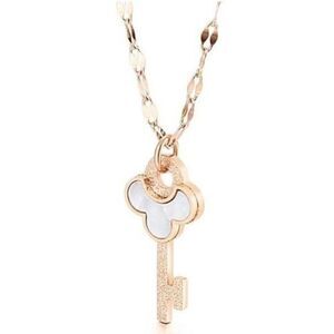 Rose Gold and Mother of Pearl Mickey Mouse Key Adjustable Pendant Necklace
